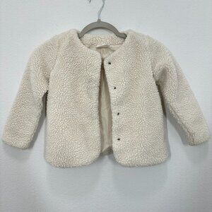 Hanna Andersson Girls Size 5 Cream Sherpa Teddy Fleece Adorable Jacket Cozy